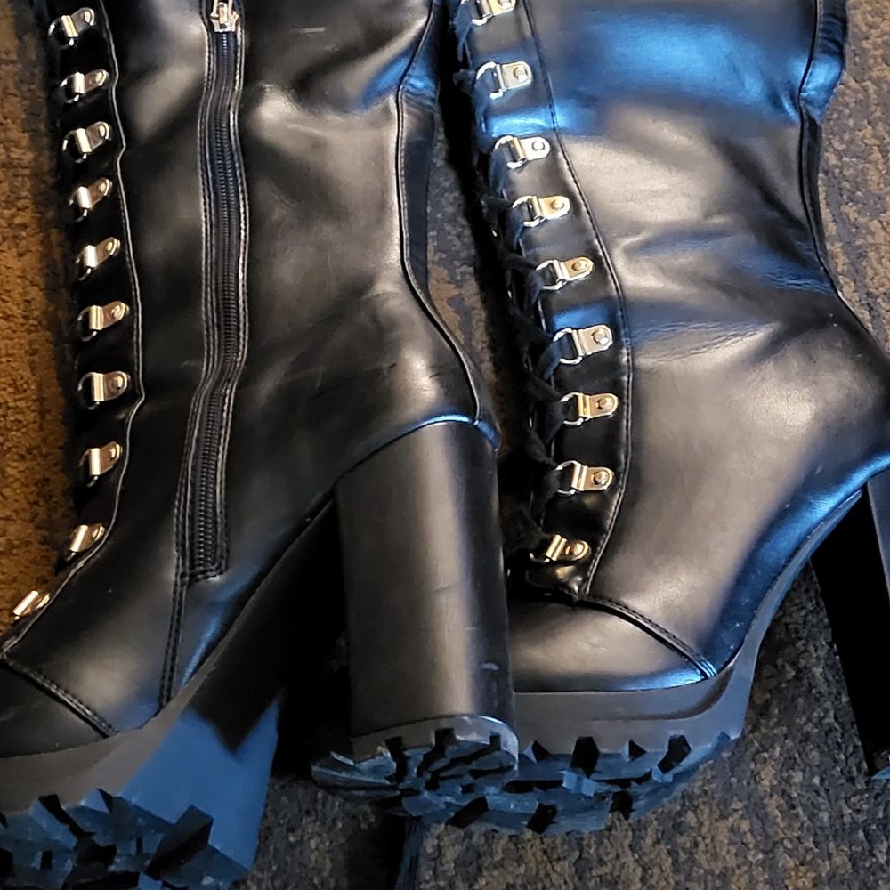 Black knee high boots